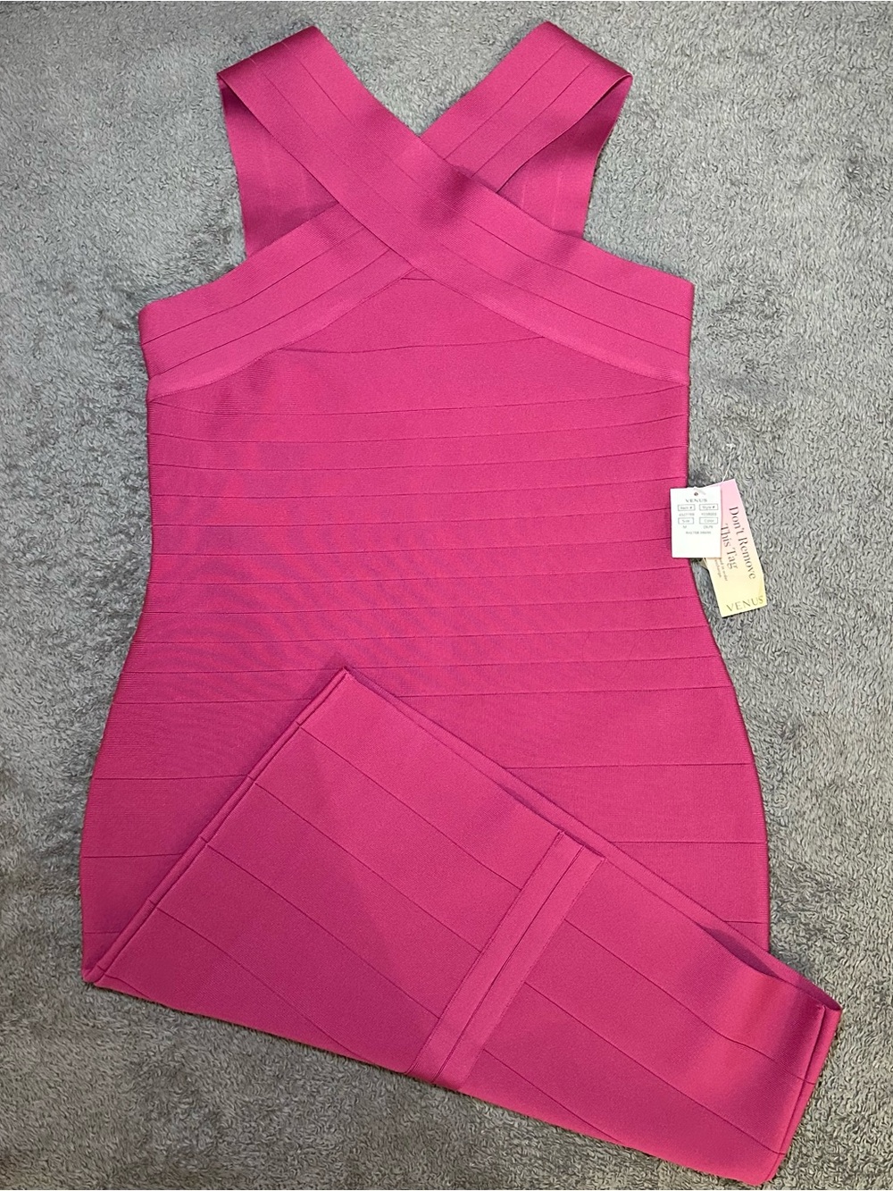 VENUS Hot Pink Dress with Cross Halter